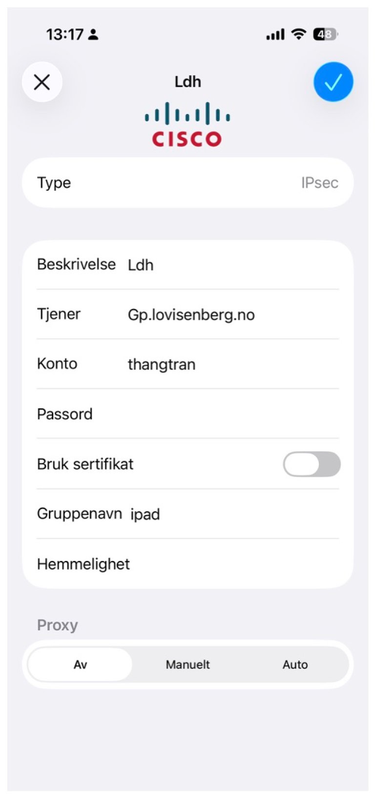 Tilkoblingsinformasjon