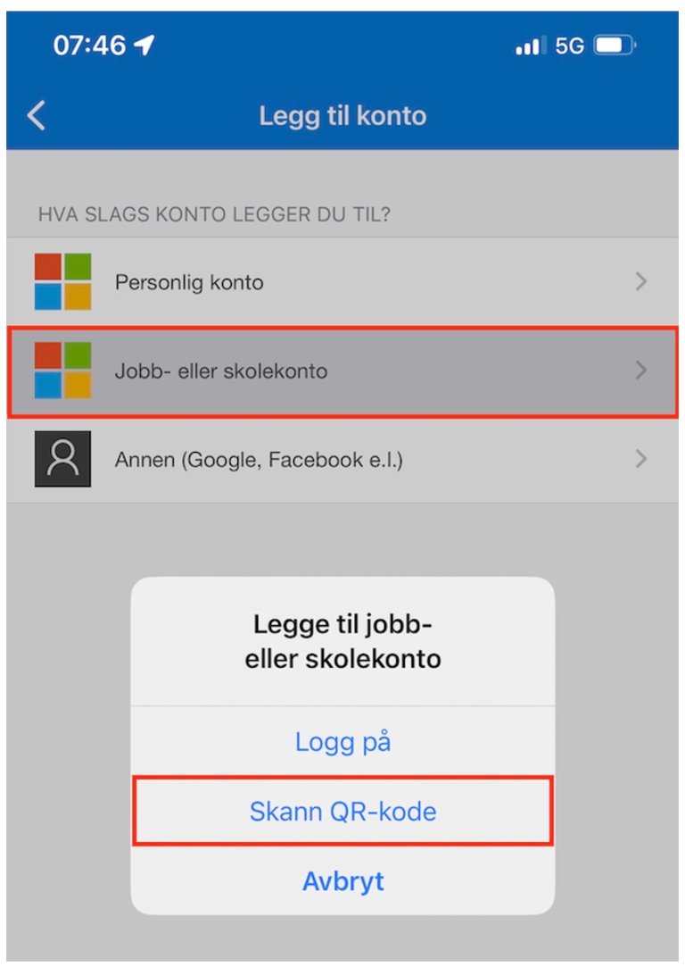 Skanning av QR-koden i Authenticator