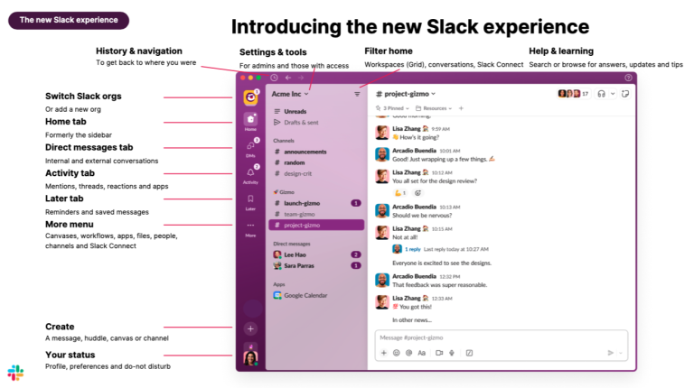 Slack brukergrensesnittet