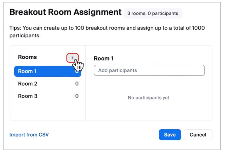 Opprett breakout rooms