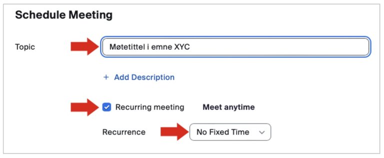 Schedule meeting i Zoom