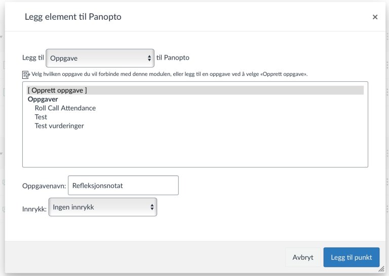 Opprett en oppgave under moduler