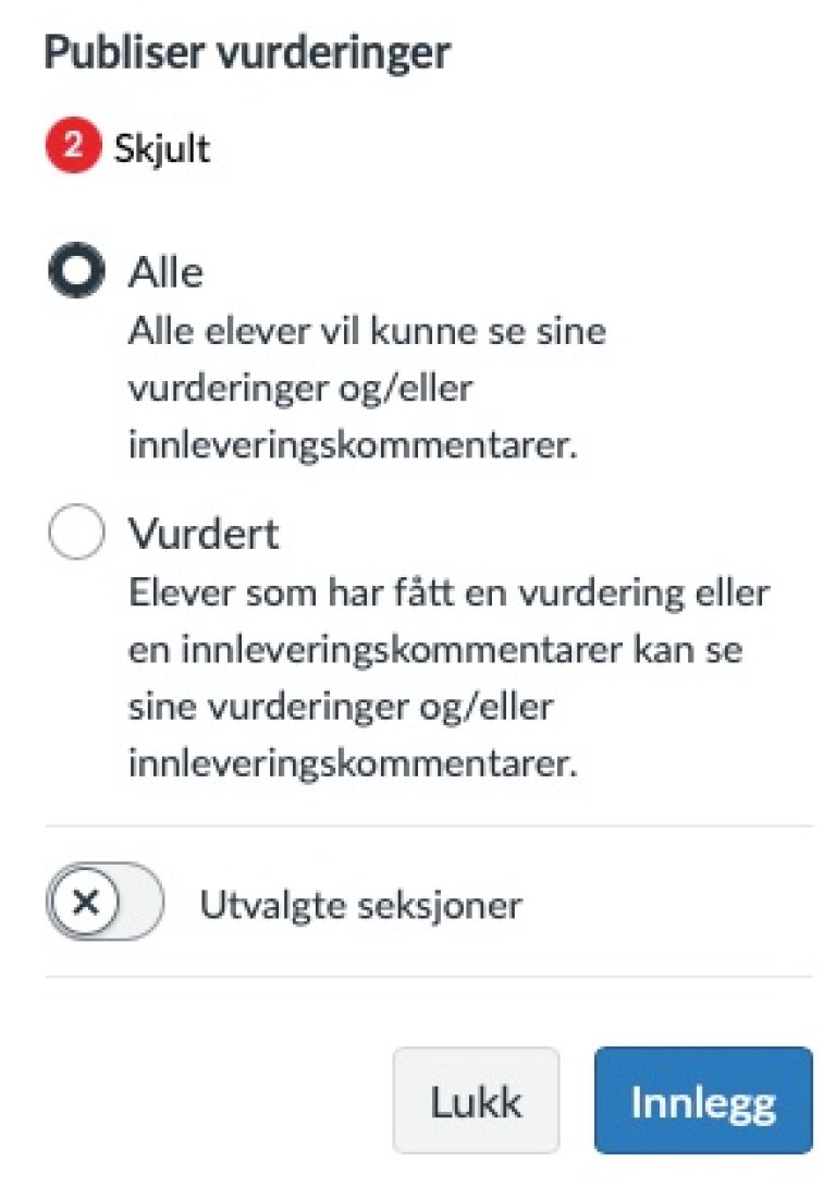 Publisering av vurderinger