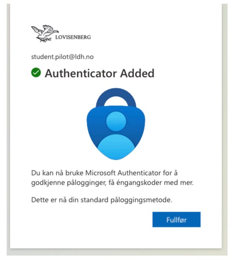 Fullført aktivering av Authenticator