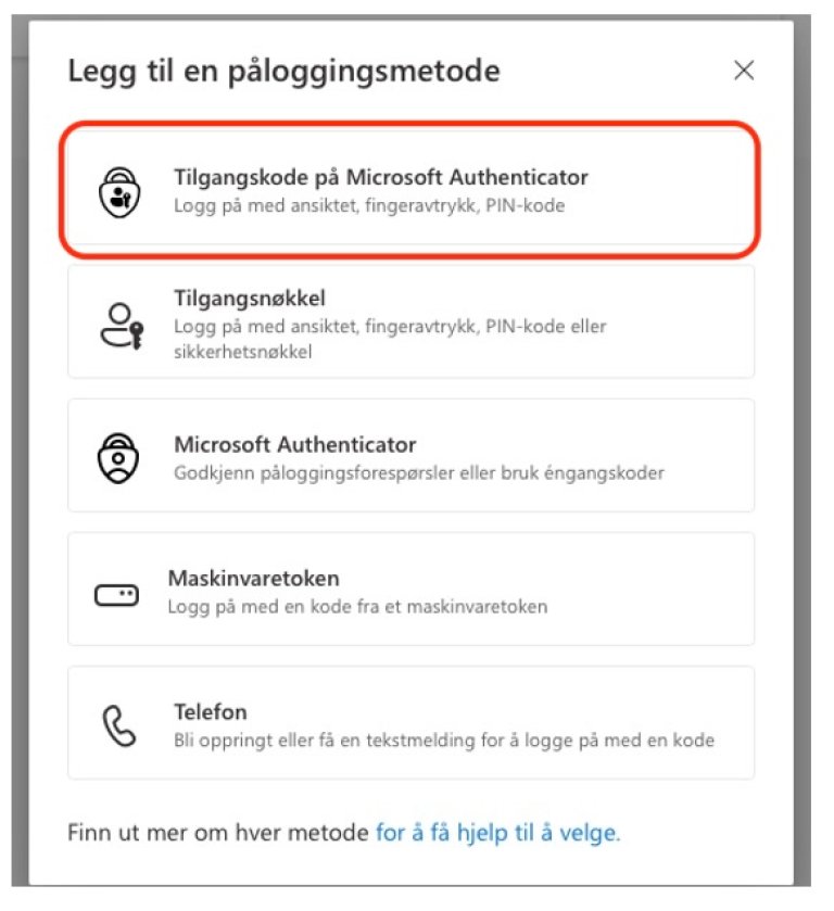 Tilgangskode på Authenticator