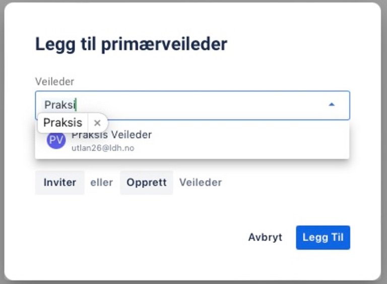 Legg til primærveileder