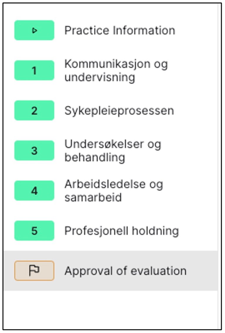 Oversikt over punktene i skjemaet