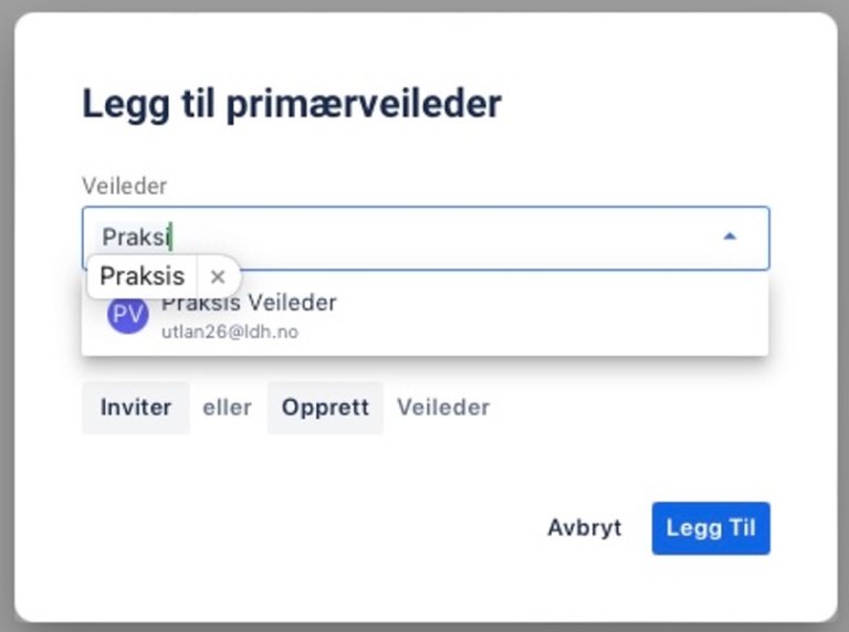 Legg til primærveileder