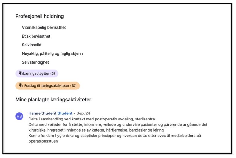 Studentens arbeidsplan