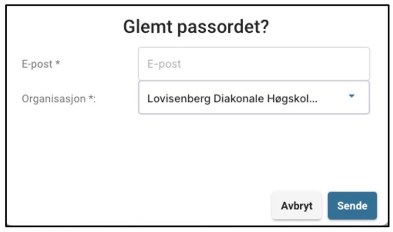 Tilbakestilling av passord