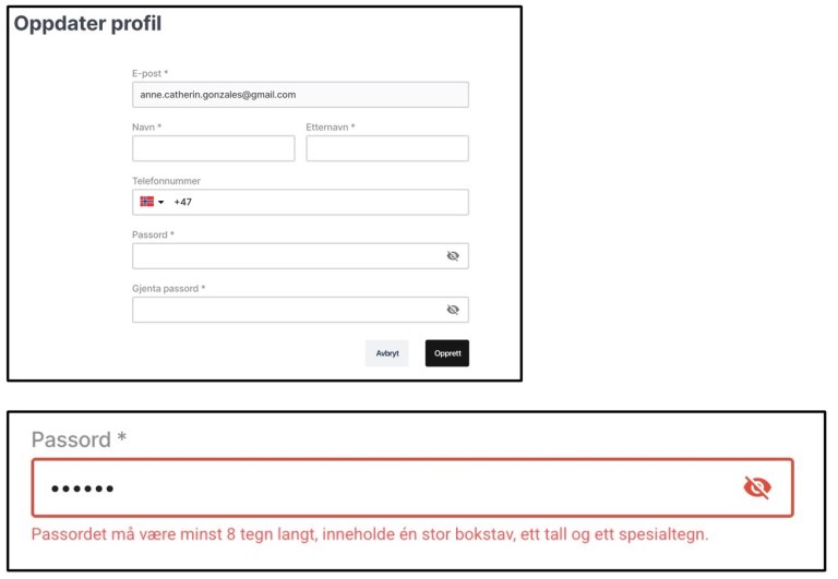 Invitasjon for å opprette bruker